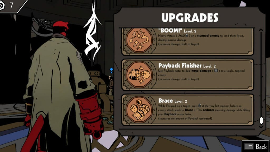 Hellboy's upgrades in the Butterfly House