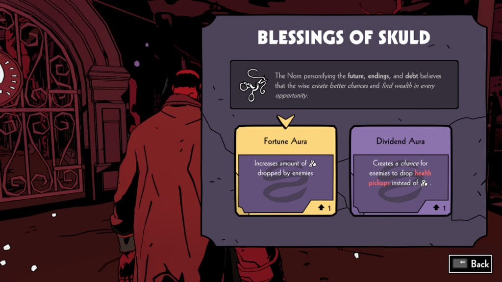 The Fortune menu from Upstream Arcade's new comic book roguelike
