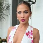 Jennifer Lopez in Pink and white floral dress for 5th Annual Daytime Beauty Awards to honor Tracy Anderson