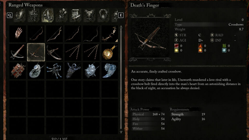 Death's Finger, one of the best ranged weapons in Lords of the Fallen