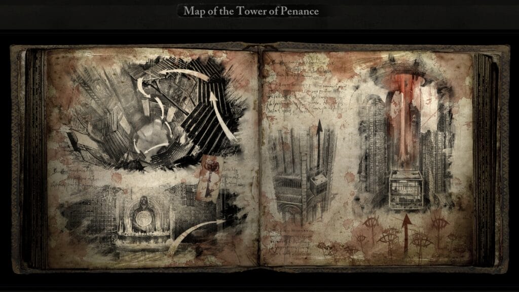 The Tower of Penance map in Lords of the Fallen, showing the beacon