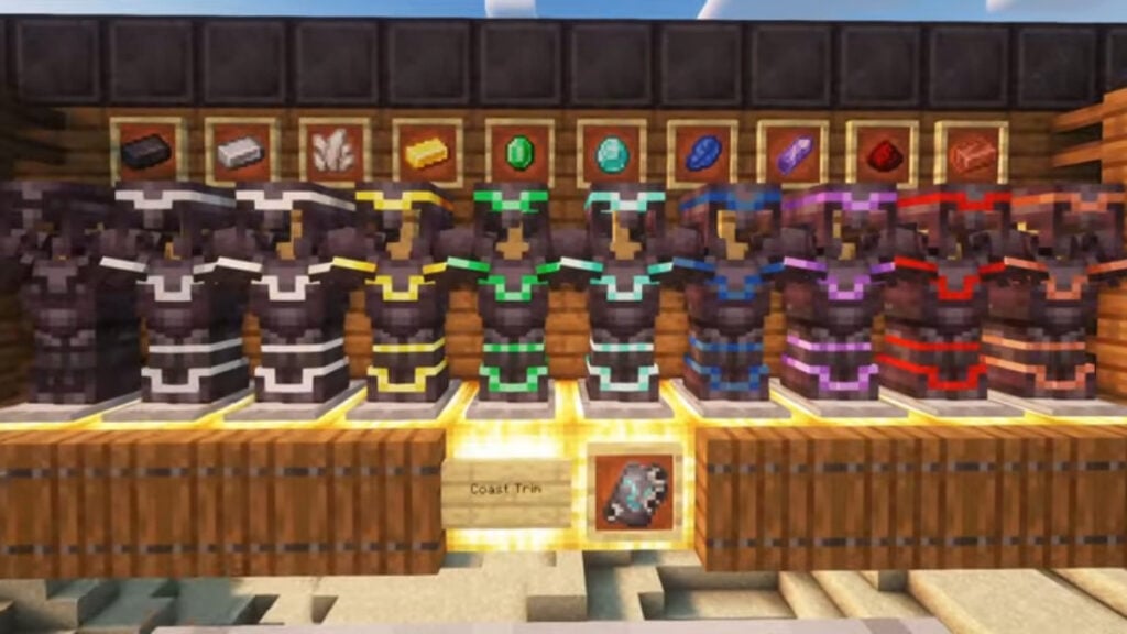 A showcase of armor trims in Minecraft