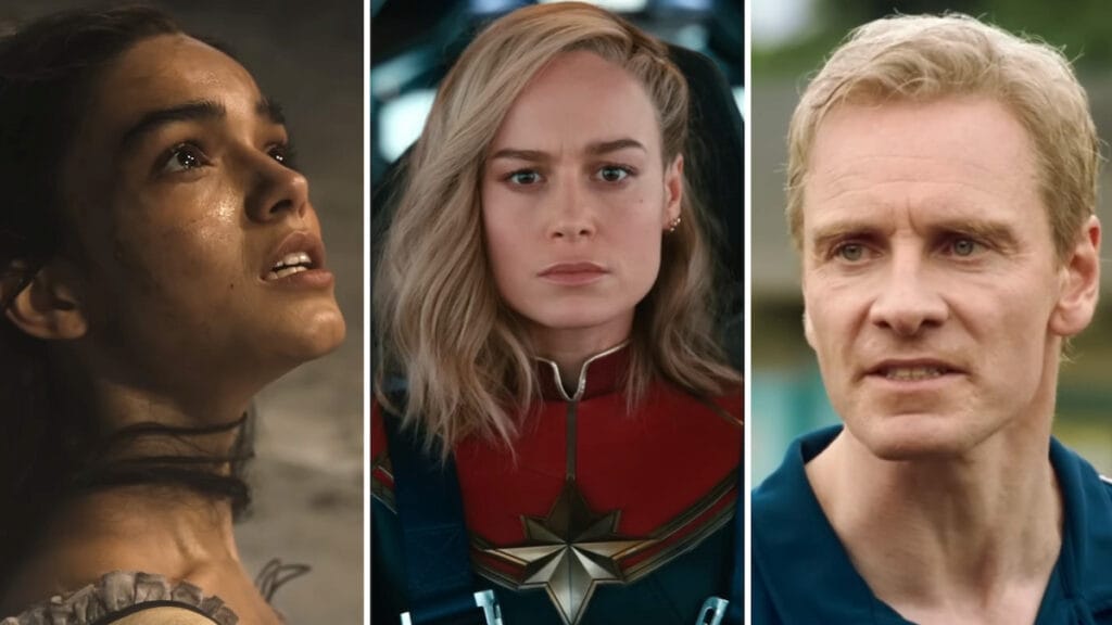 Rachel Zegler in The Hunger Games: The Ballad of Songbirds and Snakes, Brie Larson in The Marvels, and Michael Fassbender in Next Goal Wins, three anticipated movies coming to theaters in November.