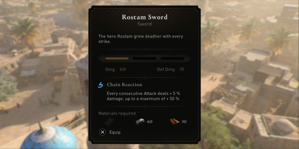 Rostam Sword Stats