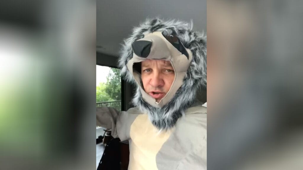 Jeremy Renner has dressed up like "DJ Sloth" for Halloween