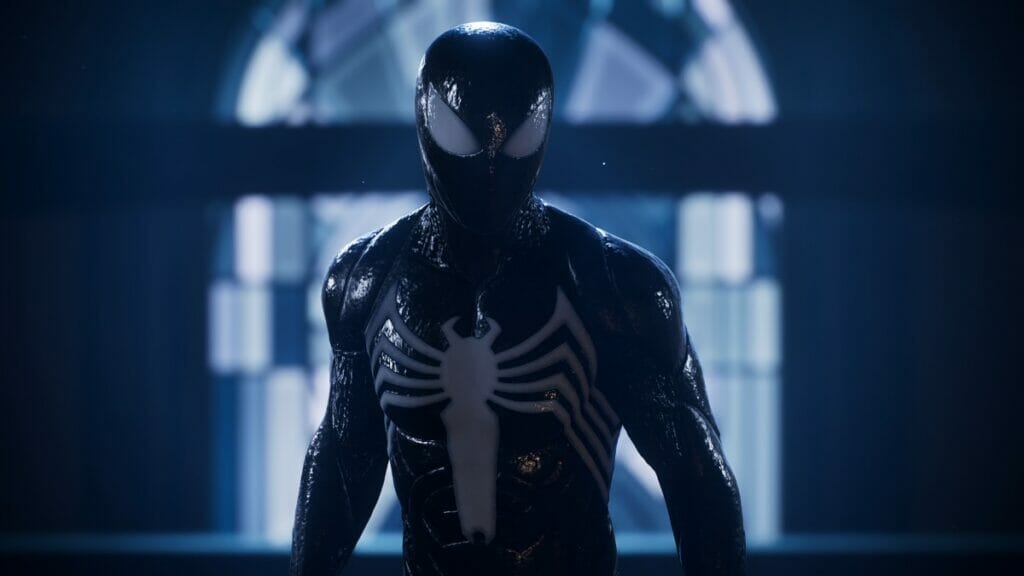 spider-man in black symbiote suit