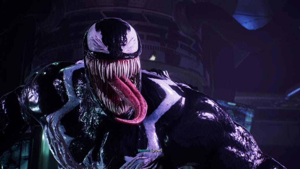 venom sticking his tongue out