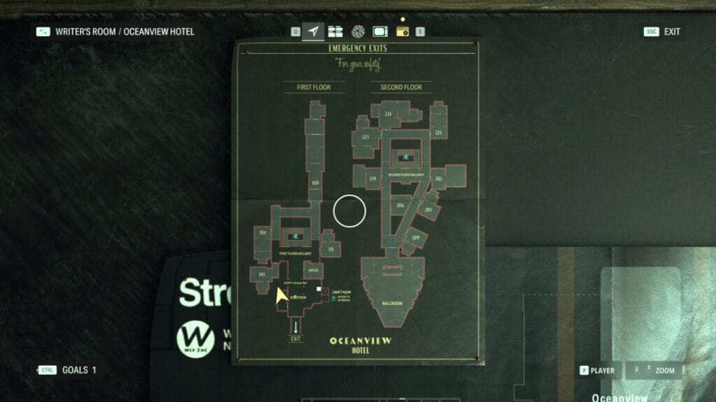 An area map in Alan Wake 2