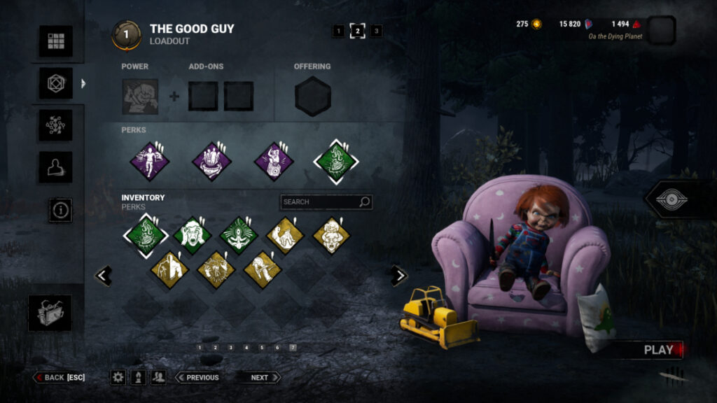 Chucky sits in a chair in DbD