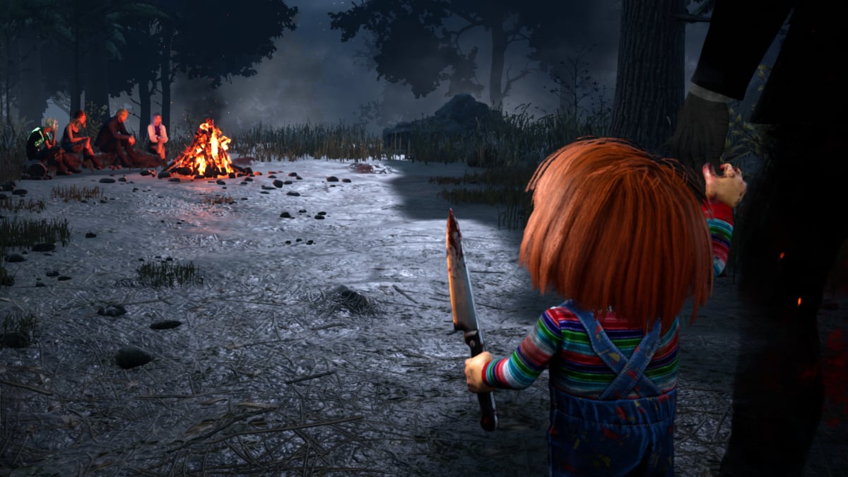 Chucky waiting in the Dead by Daylight lobby