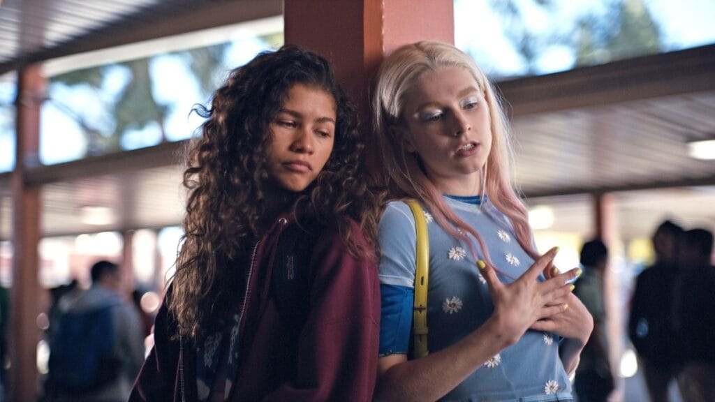 Zendaya and Hunter Schaefer in Euphoria, which HBO has set season 3 for a 2025 release