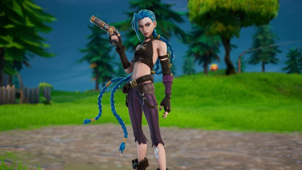Image of video game character Arcane Jinx skin in Fortnite 