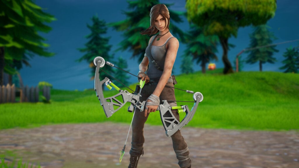 Image of video game character Lara Croft skin in Fortnite