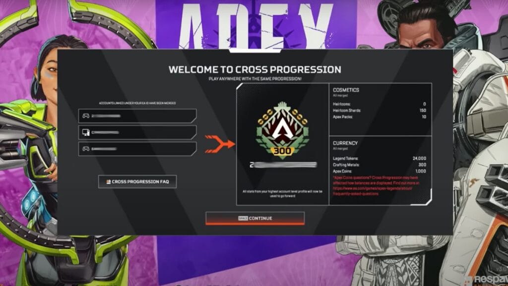 Cross Progression on Apex Legends