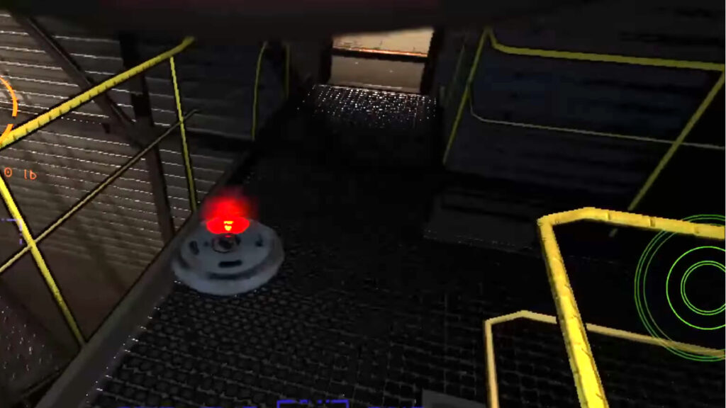 A mine blinks on the floor in Lethal Company