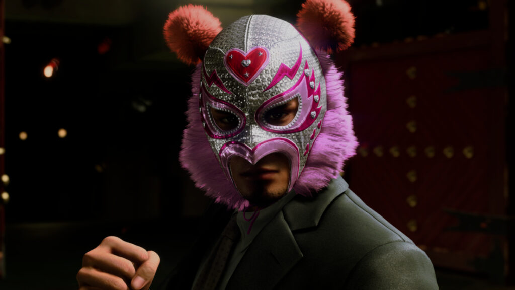 Kiryu wears a pink wrestling mask in the new Yakuza game