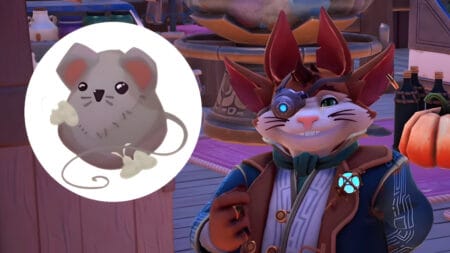 A close-up of Zeki and his childhouse mouse toy from the Better Days quest in Palia