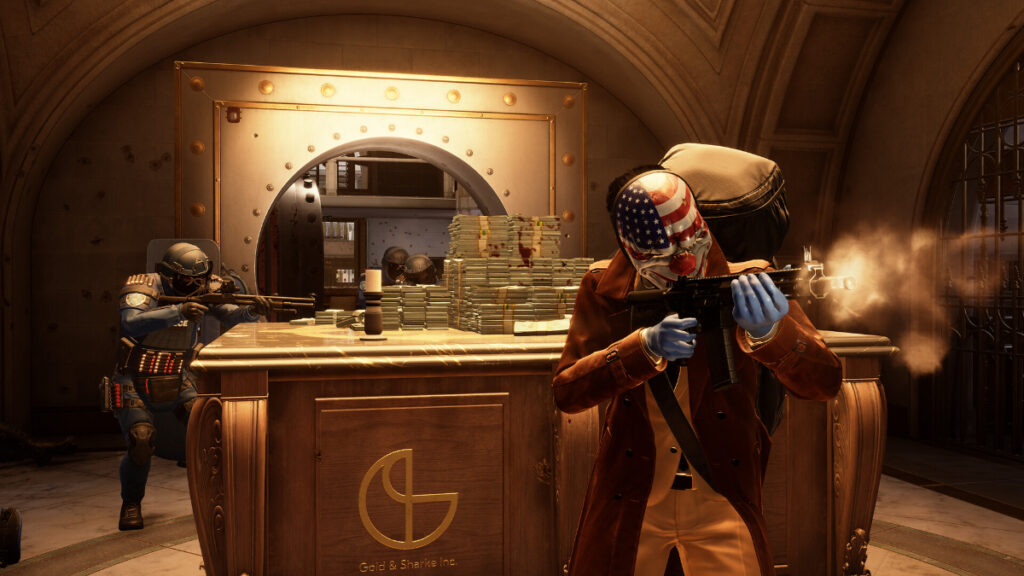 Robbers have a shootout in a vault in Payday 3