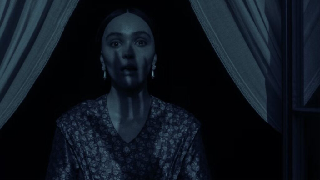 Lily Rose-Depp staring at Skarsgård in Robert Eggers' Nosferatu remake