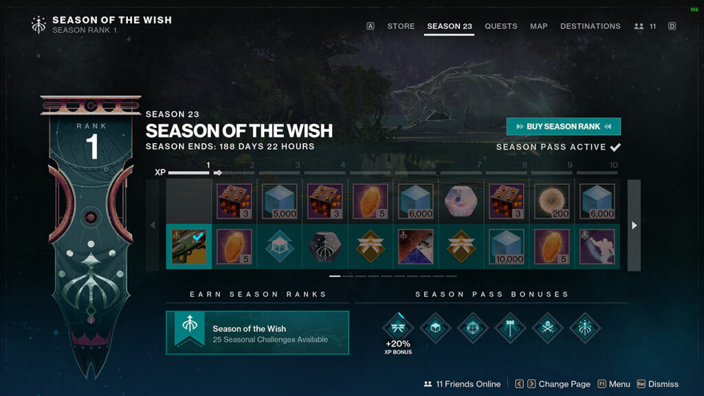 Season of the Wish Season Pass Rank Rewards