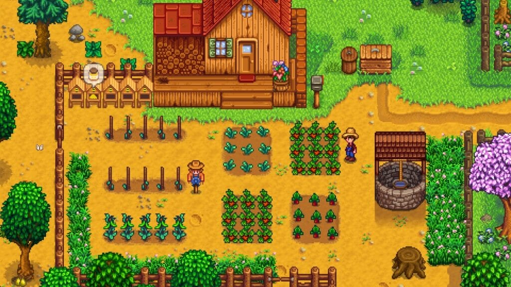 The player's farm in Stardew Valley, a game similar to My Time at Sandrock