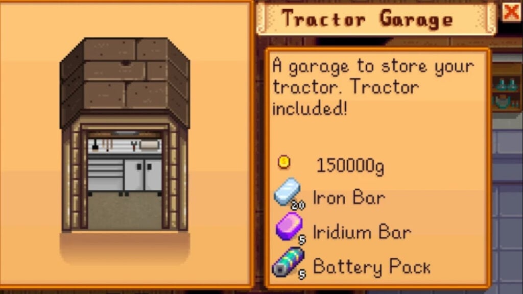 The Tractor Garage in the Tractor mod