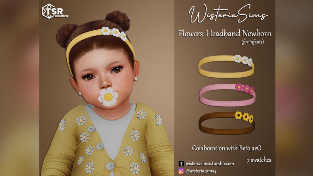 The Flower Headband for Infants is the perfect subtle accessory for any Sims baby.