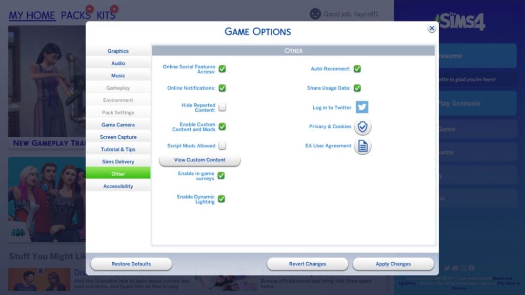 Enable custom content and mods under the options menu.