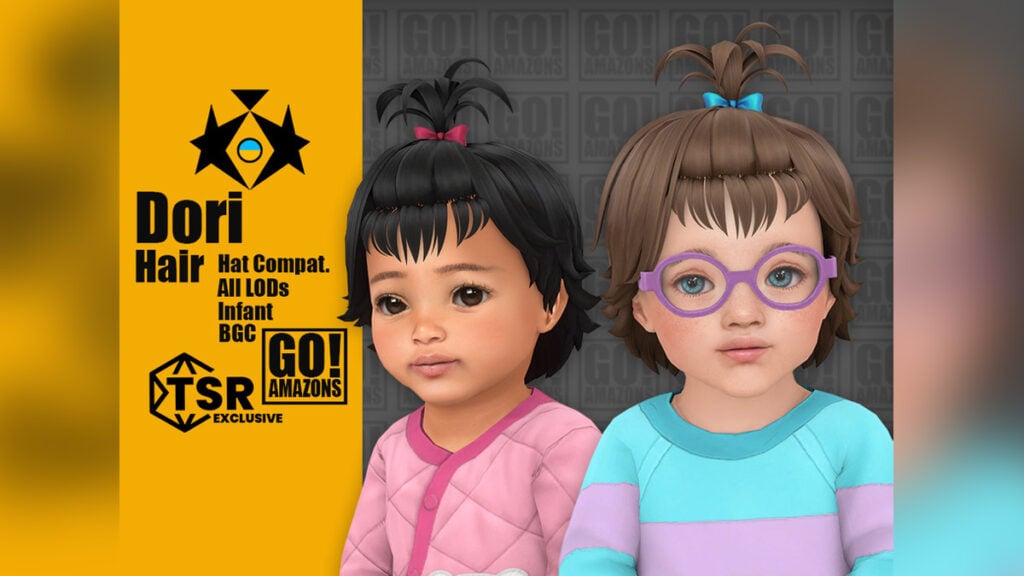 The Sims 4 Dori Hair CC pack adds an adorable topknot to your baby's hair.