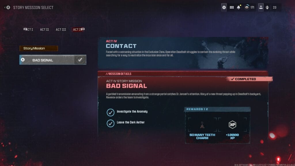 MWZ Bad Signal Mission Objectives
