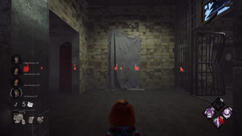 Chucky looks at survivor auras using his third-person camera in Dead by Daylight