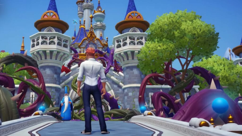 The player approaches Merlin in Disney Dreamlight Valley, an early part in how to start A Rift in Time
