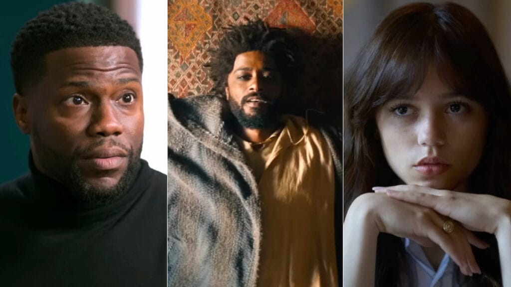Kevin Hart in Lift, LaKeith Stanfield in The Book of Clarence, and Jenna Ortega in Miller's Girl, three of the most anticipated movie releases in January 2024.