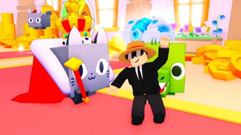 Characters gather to celebrate in Pet Simulator 99