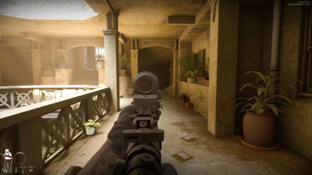 The player aims their rifle in VOID Interactive's tactical FPS