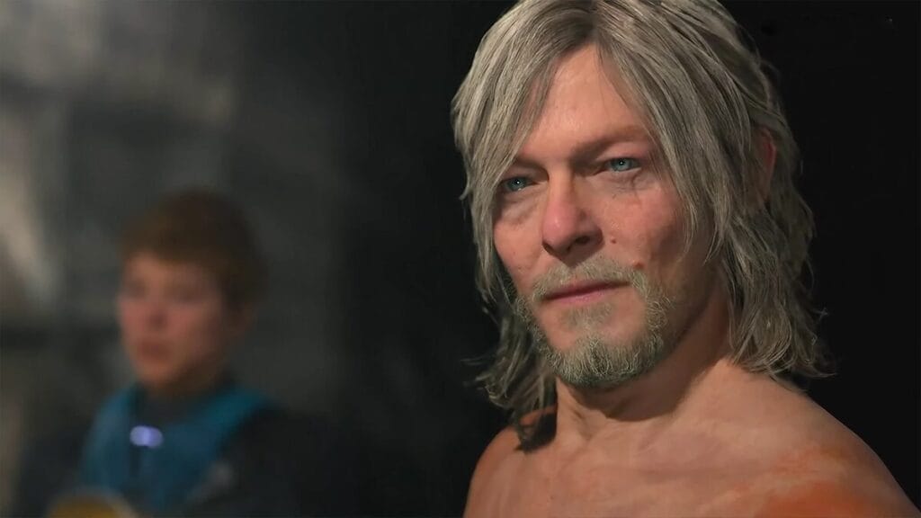 Shirtless Sam with Fragile in Death Stranding 2