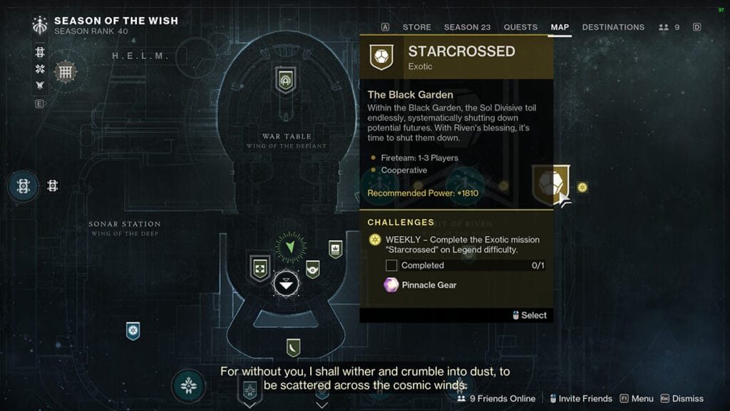 How To Start the Starcrossed Exotic Mission