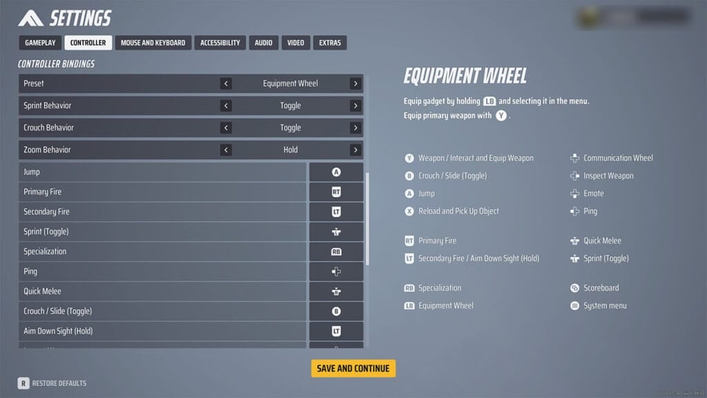 The Fiinals Controller Settings option