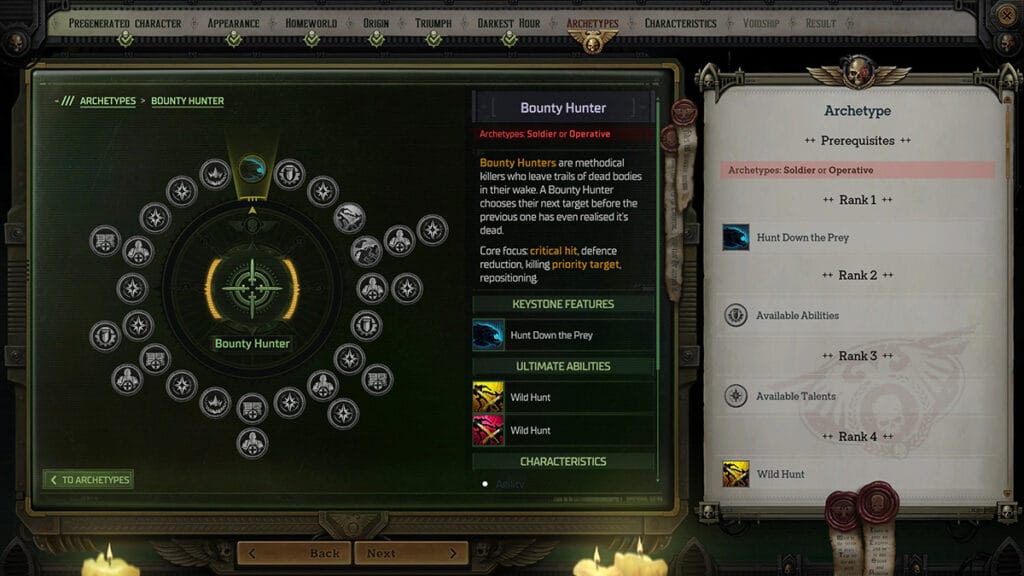 Warhammer 40K Rogue Trader Bounty Hunter Skills