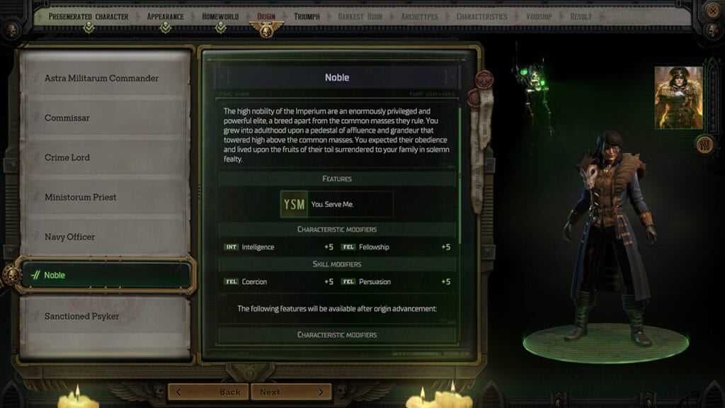 Choosing the best Officer origin in Warhammer 40K: Rogue Trader.