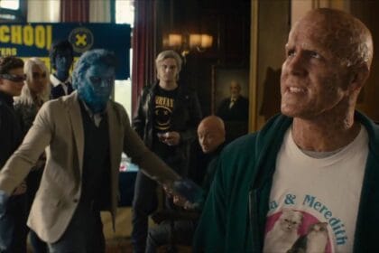 A shot of the X-Men cameo gag in Deadpool 2