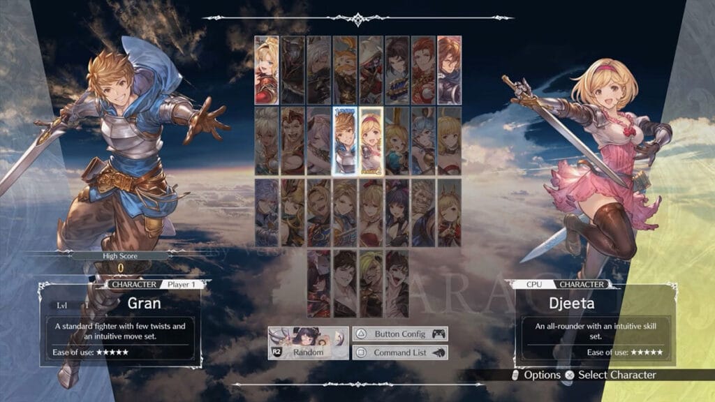 Four playable free characters in Granblue Rising