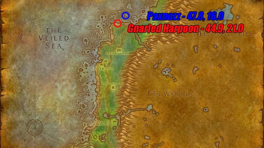 Gnarled Harpoon and Paxnozz Map WoW