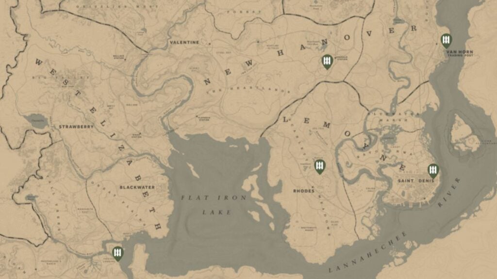 Fence Vendors locations on the map in RDR2