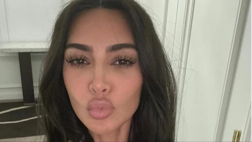 Kim Kardashian poses in Skims on Instagram.