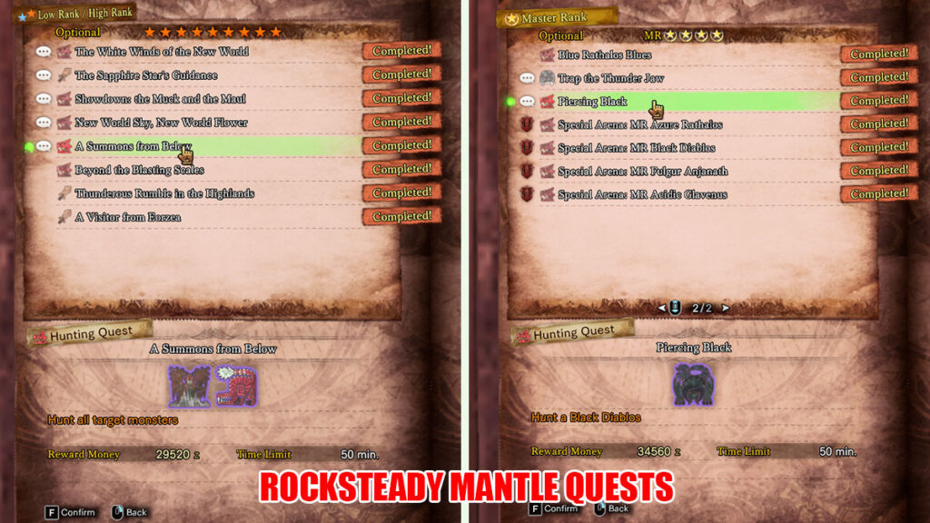 Unlocking Rocksteady Mantle Quests in Monster Hunter World