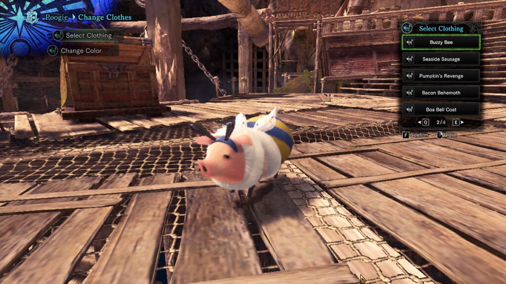 Buzzy Bee Poogie costume in MHW