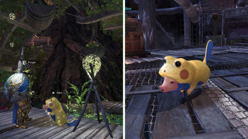 Hog in a Frog Poogie costume in MHW