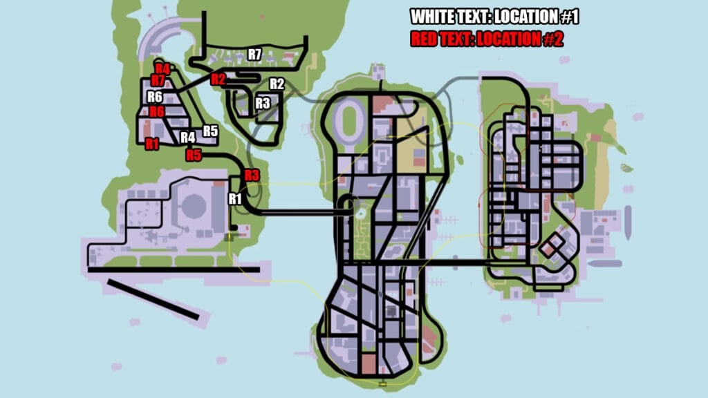 All Shoreside Vale Rampage locations in GTA 3