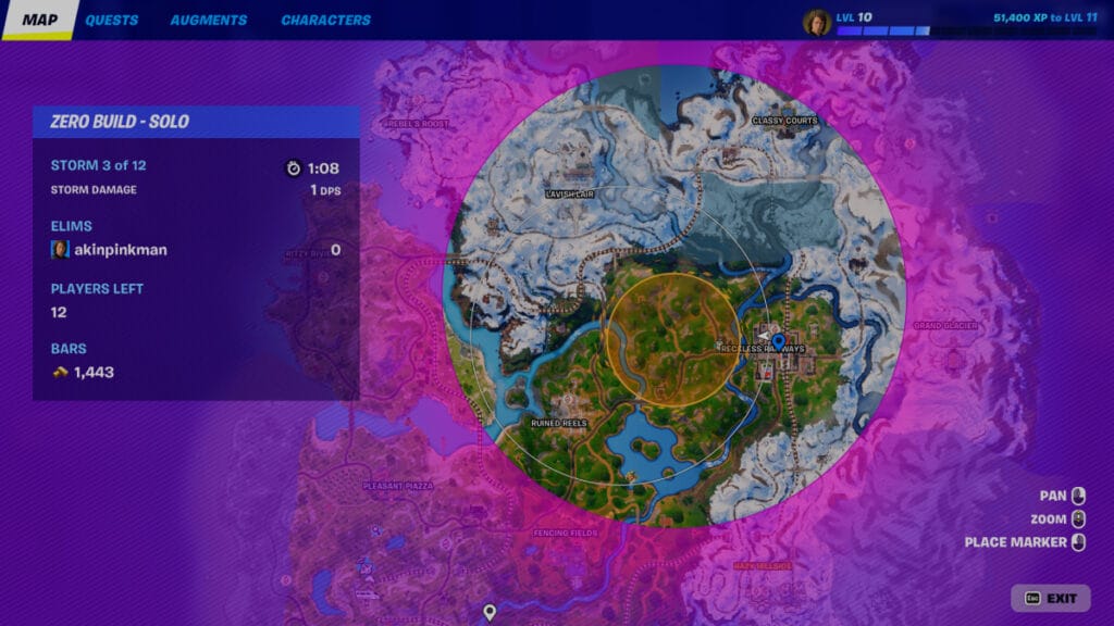 what is the yellow circle in fortnite chapter 5 map